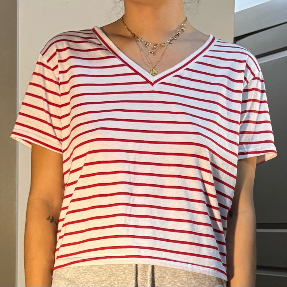 red and white tshirt